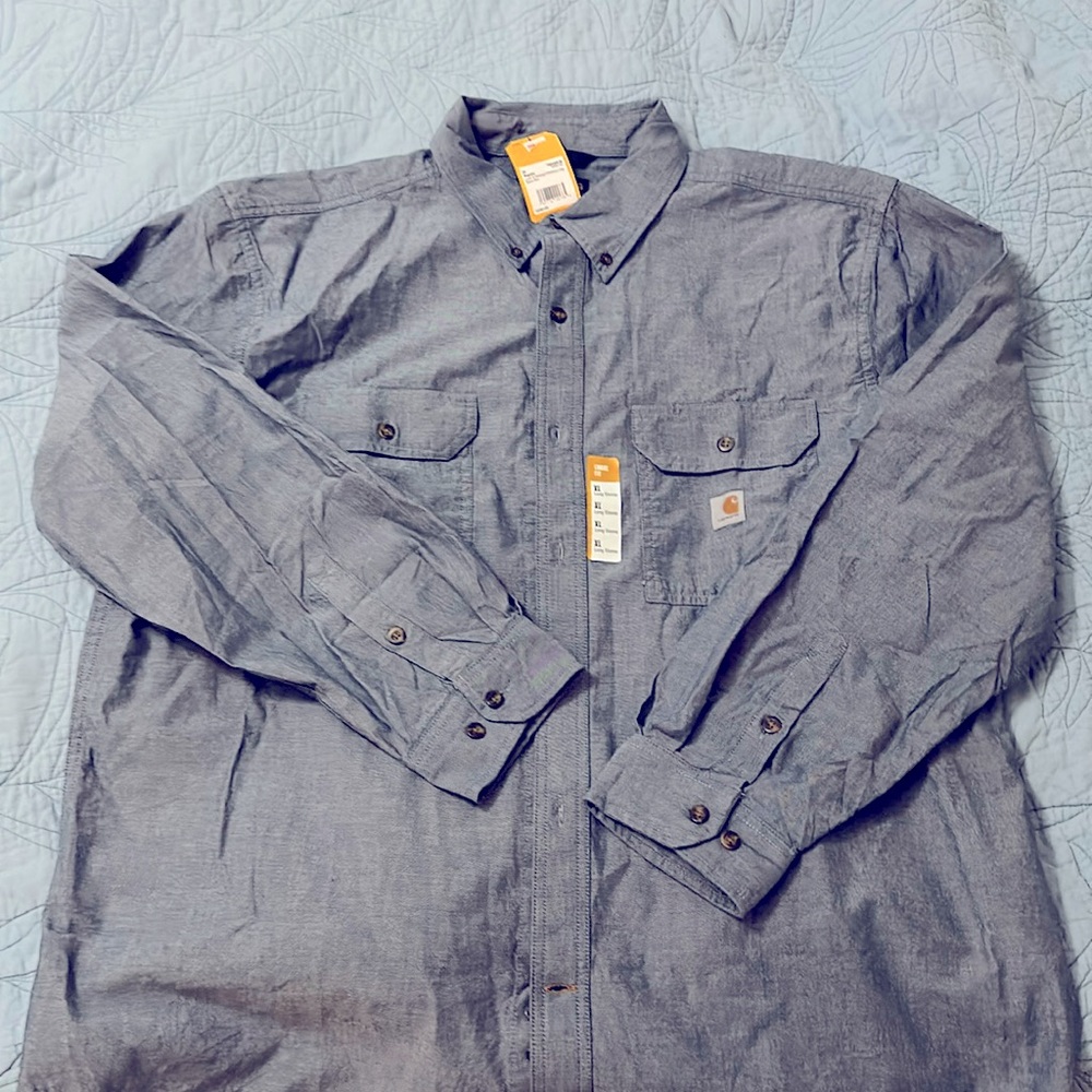 Men’s Carhartt Button Down Blue Chambray Shirt